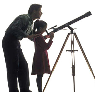 dad-school-age-daughter-telescope-silhouette
