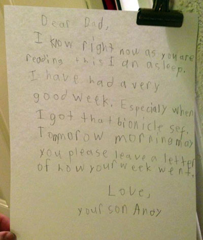 Pure Inspiration: A Boy’s Notes to His Dad