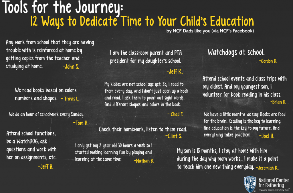 12 Ways to Dedicate Time to Your Child’s Education – by NCF Dads like you!